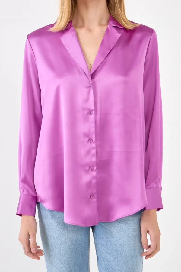 ENDLESS ROSE Shirts & Blouses | Tops*- Classic Satin Over Shirt