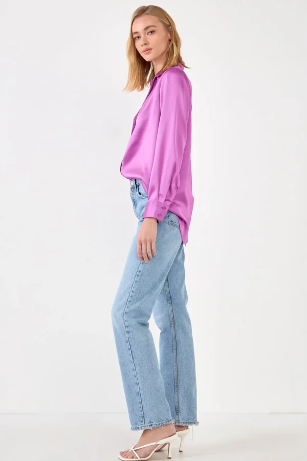 ENDLESS ROSE Shirts & Blouses | Tops*- Classic Satin Over Shirt