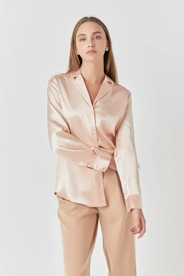 ENDLESS ROSE Shirts & Blouses | Tops*- Classic Satin Over Shirt