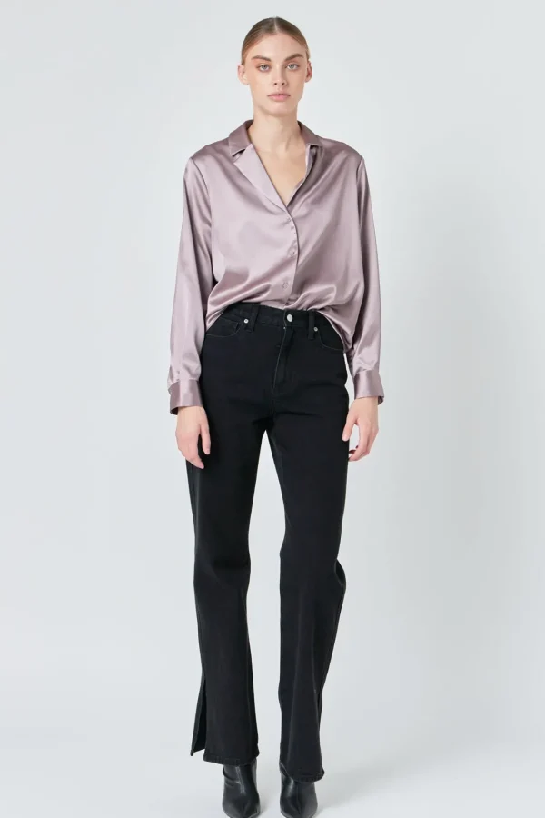 ENDLESS ROSE Shirts & Blouses | Tops*- Classic Satin Over Shirt