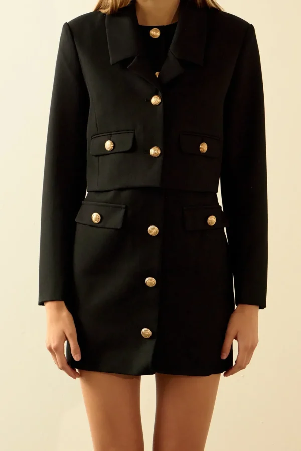 ENDLESS ROSE Matching Sets | Jackets & Coats*- Classic Short Buttoned Jacket BLACK