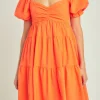ENDLESS ROSE Tops*- Classic Sweetheart Tiered Mini with Puff Sleeves