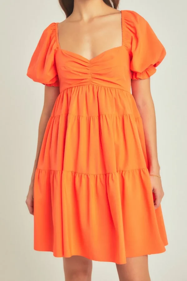 ENDLESS ROSE Tops*- Classic Sweetheart Tiered Mini with Puff Sleeves