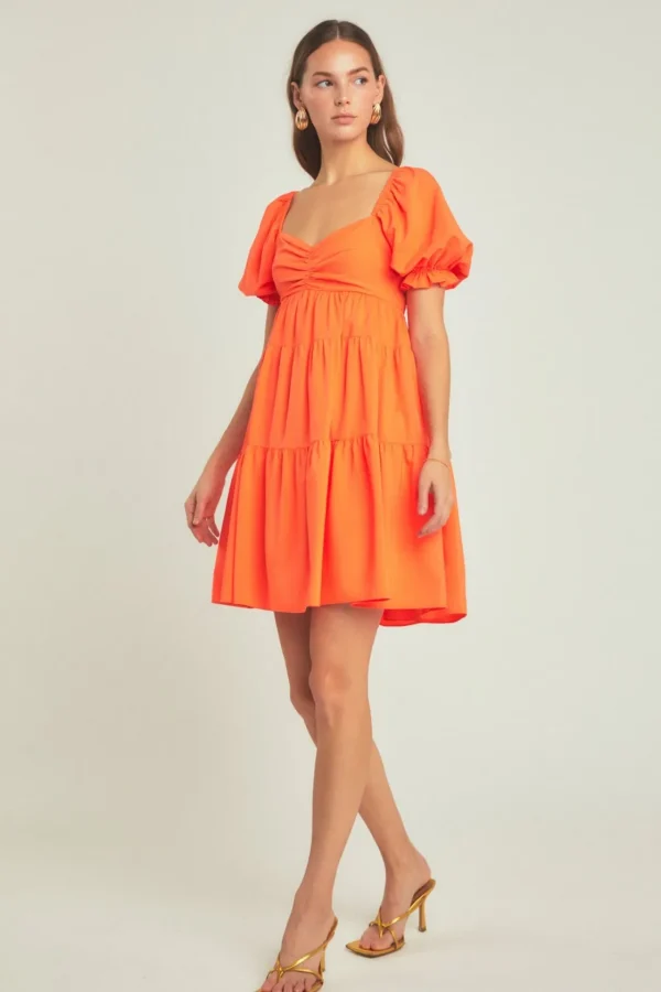 ENDLESS ROSE Tops*- Classic Sweetheart Tiered Mini with Puff Sleeves