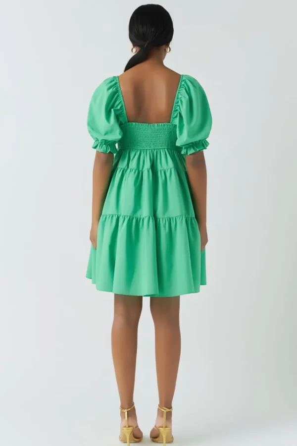 ENDLESS ROSE Tops*- Classic Sweetheart Tiered Mini with Puff Sleeves