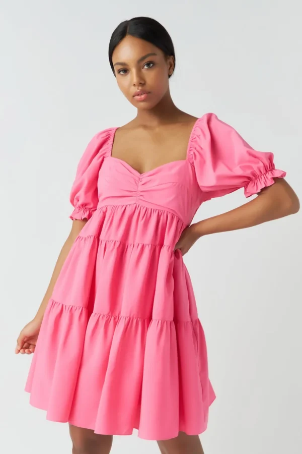 ENDLESS ROSE Tops*- Classic Sweetheart Tiered Mini with Puff Sleeves