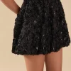 ENDLESS ROSE Skirts | Tops*- Colette Floral Sequin Bubble Mini Skirt BLACK
