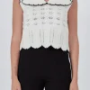 ENDLESS ROSE Sweaters & Knits | Vest*- Collared Crochet Vest BLACK/CREAM