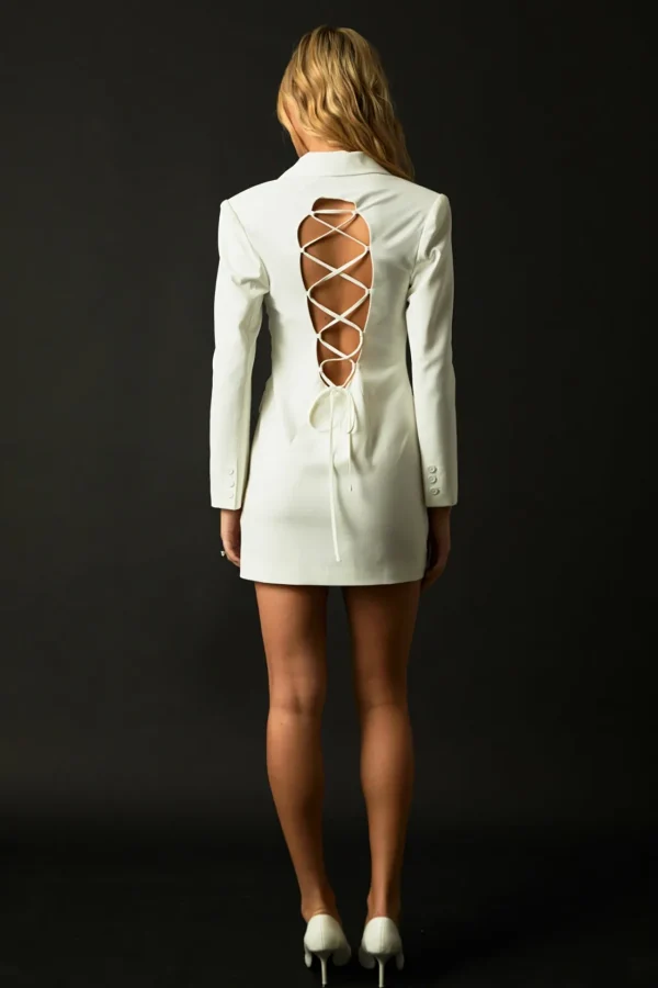 ENDLESS ROSE White Dresses | Tops*- Collared Dress with Open Back Detail