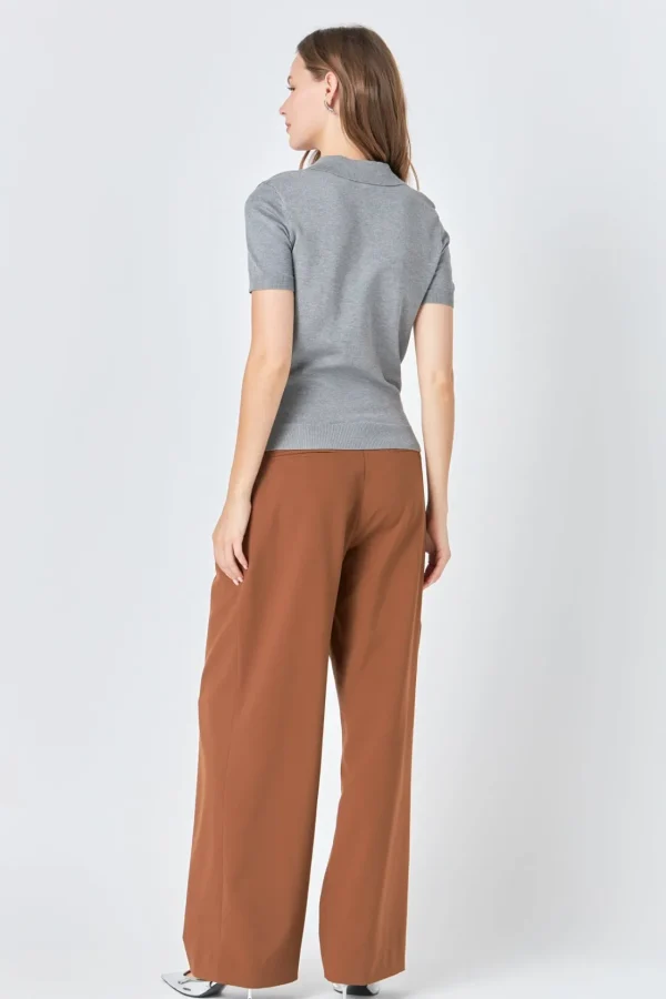 ENDLESS ROSE Sweaters & Knits | Tops*- Collared Short Sleeve Sweater HEATHERGREY