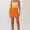 ENDLESS ROSE Tops*- Color Block Cut Out Mini Dress MULTICOLOR