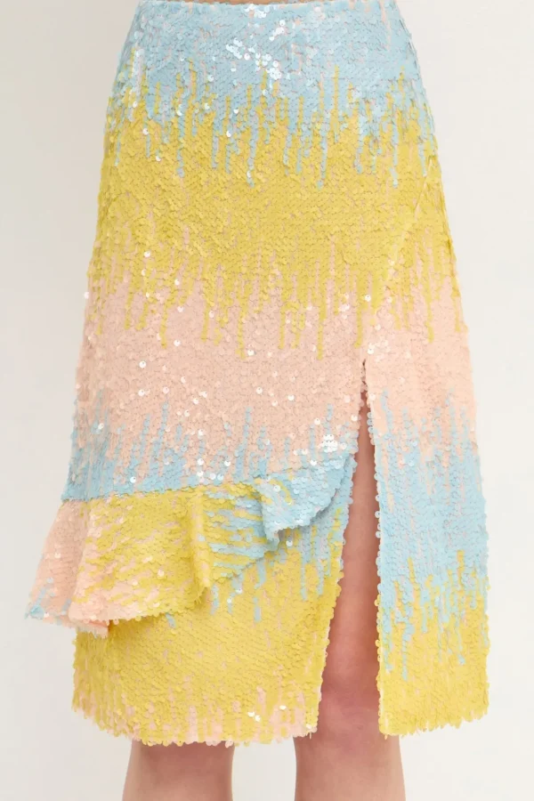 ENDLESS ROSE Skirts | Tops*- Color Block Sequin Skirt MULTI