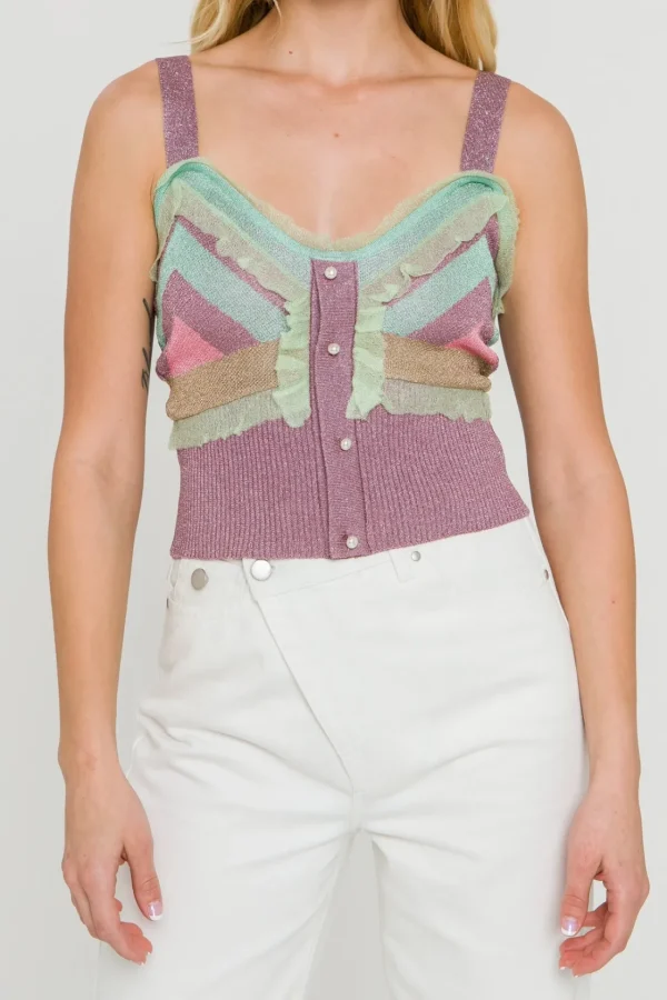 ENDLESS ROSE Sweaters & Knits | Tops*- Color Block Metallic Knit Top MULTI