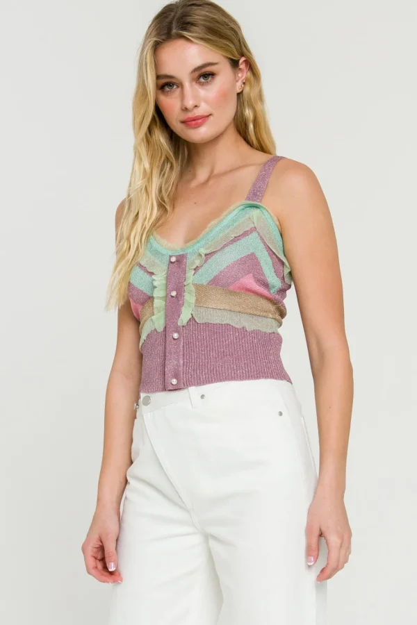 ENDLESS ROSE Sweaters & Knits | Tops*- Color Block Metallic Knit Top MULTI
