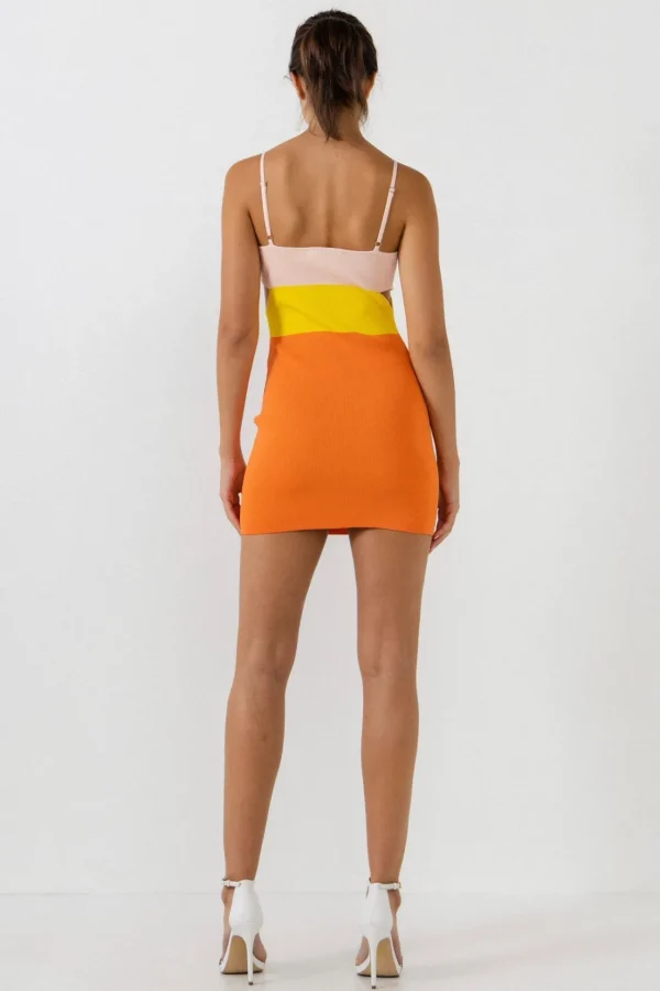 ENDLESS ROSE Tops*- Color Block Cut Out Mini Dress MULTICOLOR