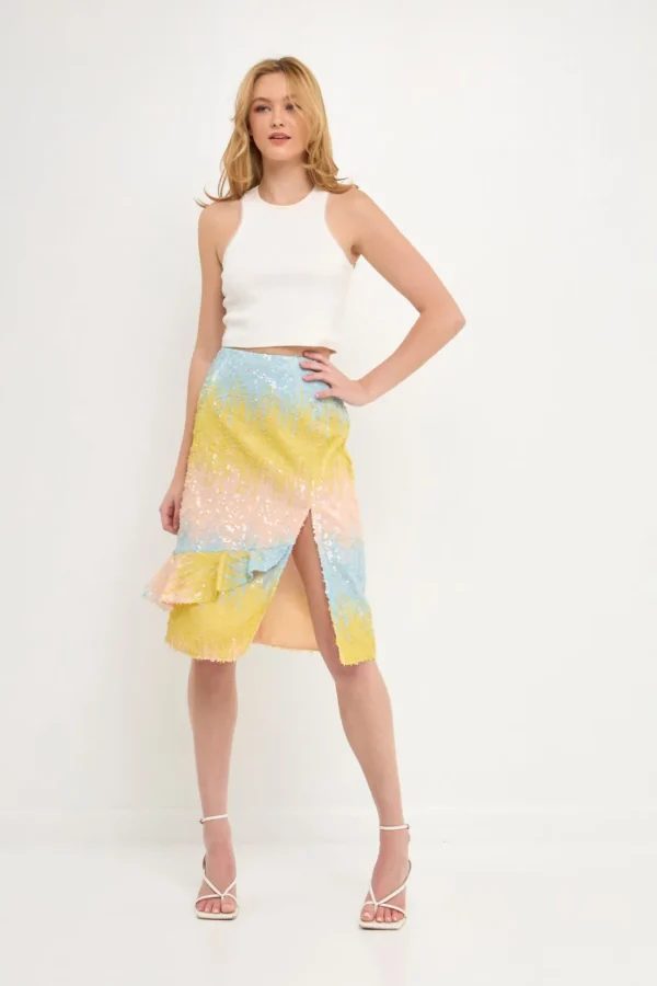 ENDLESS ROSE Skirts | Tops*- Color Block Sequin Skirt MULTI