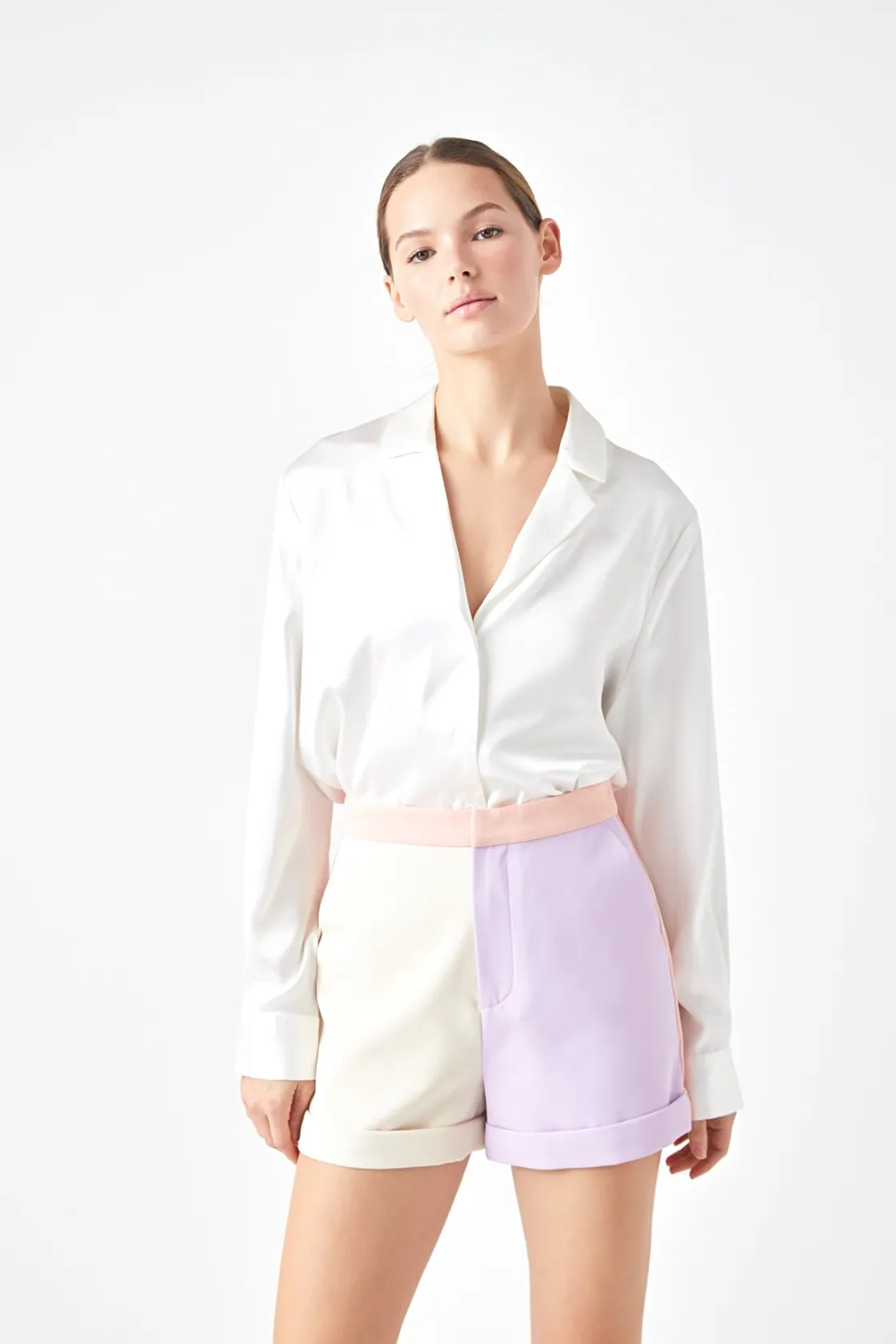 endless_rose__color_block_3-3.webp ENDLESS ROSE Matching Sets | Shorts & Skorts*- Color Block High-Waisted Shorts MULTI