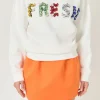 ENDLESS ROSE Tops*- Color Letter Patch Sweatshirt WHITE