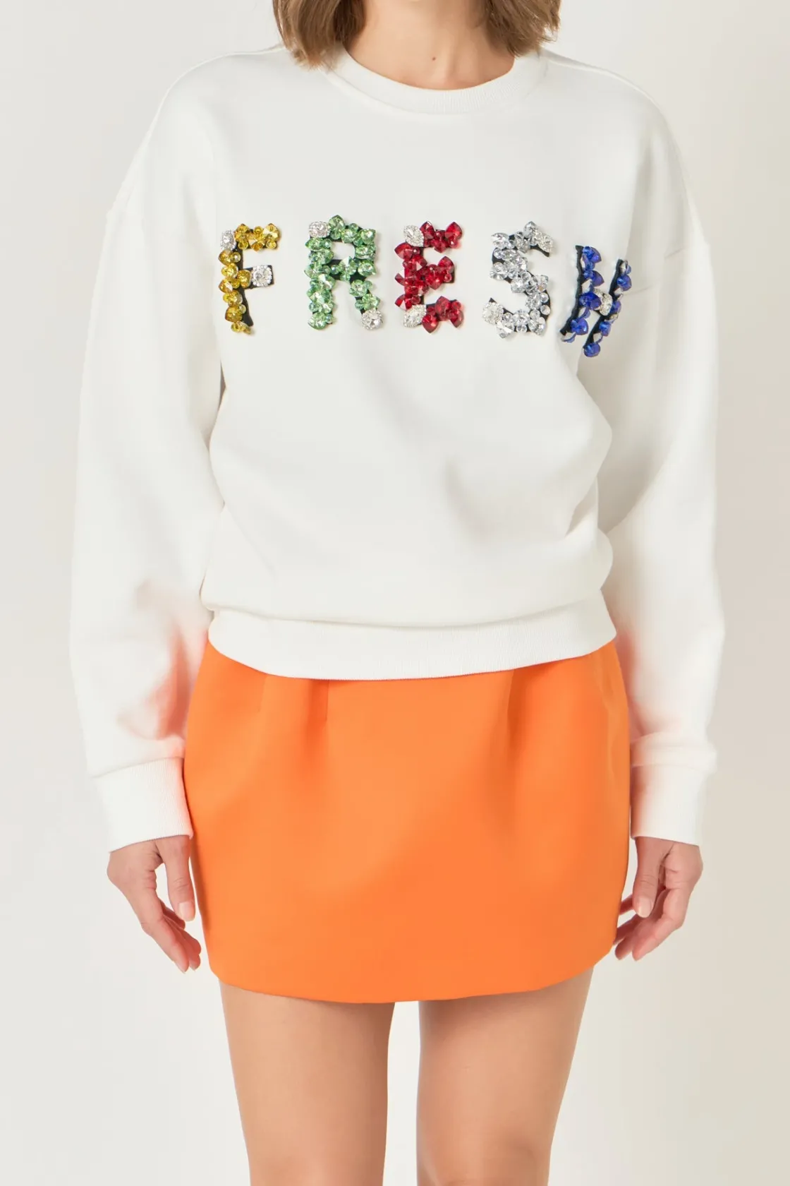 endless_rose__color_lette_0.webp ENDLESS ROSE Tops*- Color Letter Patch Sweatshirt WHITE