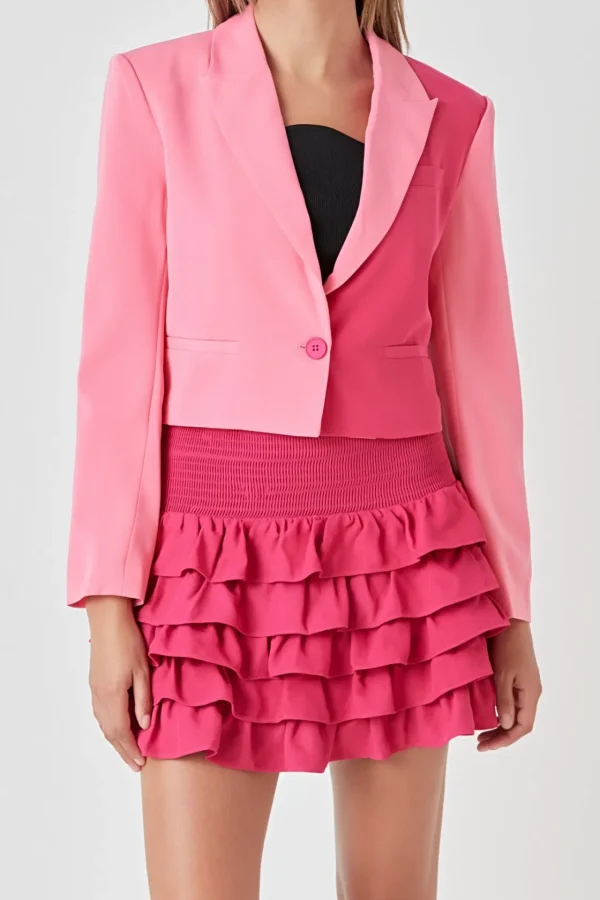 ENDLESS ROSE Matching Sets | Blazers*- Colorblock Short Blazer PINK/FUCHSIA
