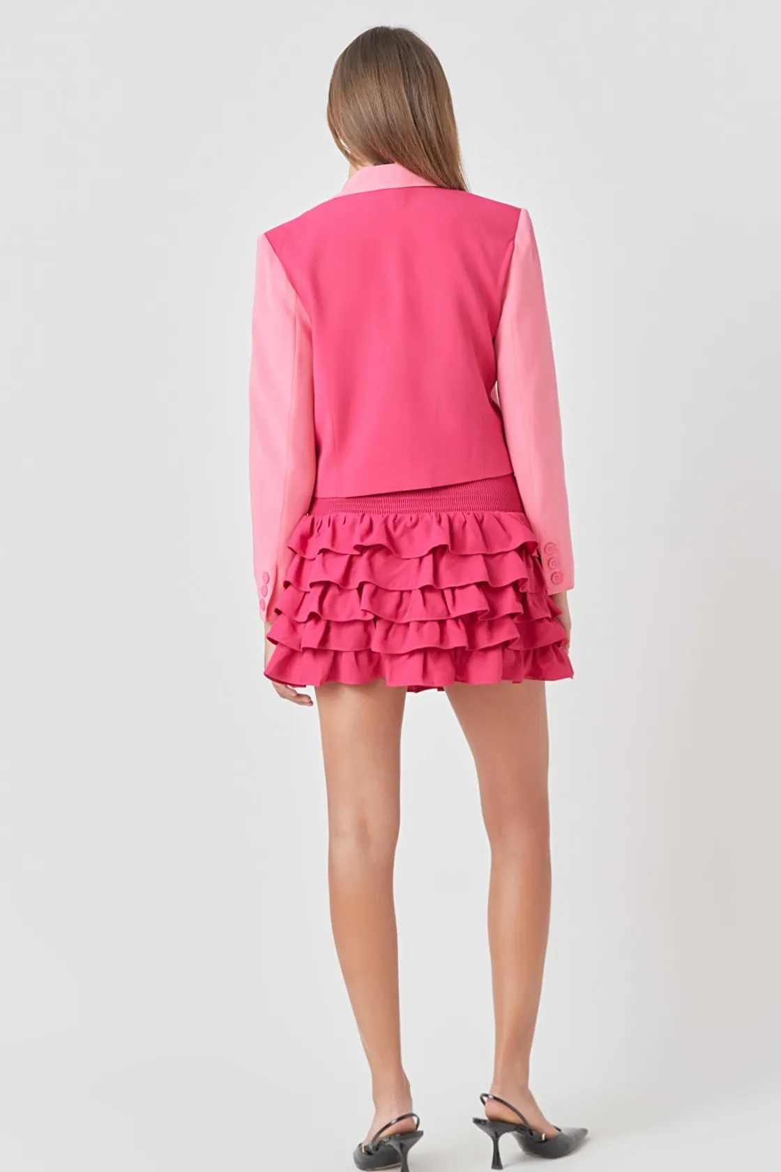 endless_rose__colorblock__2-4.webp ENDLESS ROSE Matching Sets | Blazers*- Colorblock Short Blazer PINK/FUCHSIA