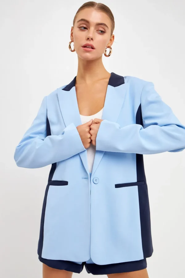 ENDLESS ROSE Blazers*- Colorblock Blazer BLUEMULTI