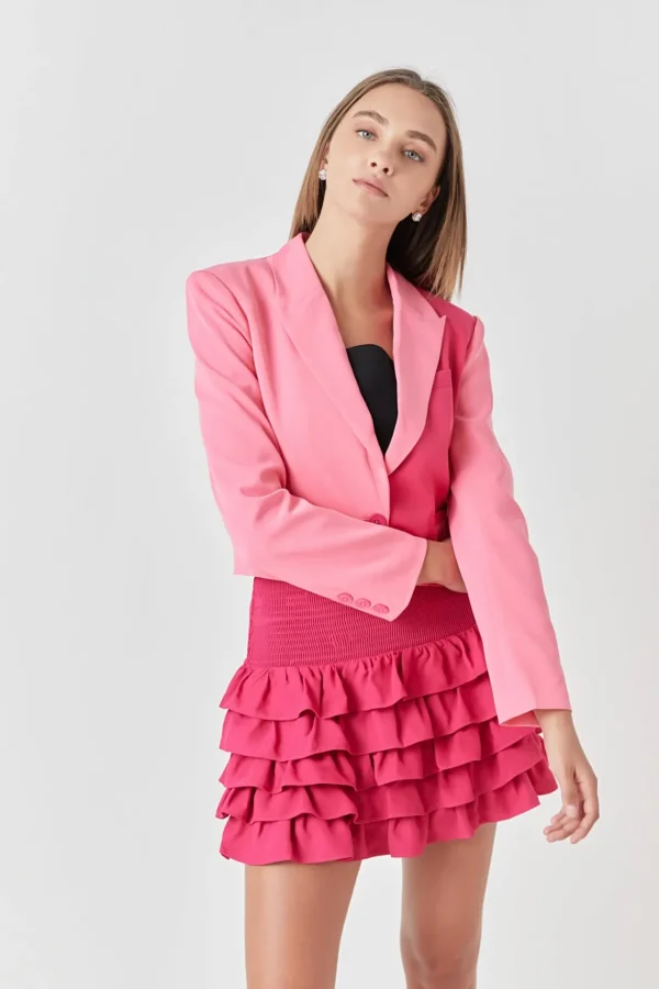 ENDLESS ROSE Matching Sets | Blazers*- Colorblock Short Blazer PINK/FUCHSIA