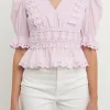 ENDLESS ROSE Tops*- Combination Eyelet Lace Top