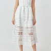 ENDLESS ROSE Lace Dresses | White Dresses*- Combination Lace Spaghetti Strap Midi WHITE