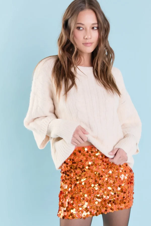 ENDLESS ROSE Skirts | Tops*- Confetti Sequins Mini Skirt ORANGE