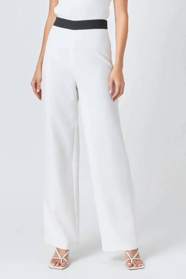 ENDLESS ROSE Pants | Tops*- Contrast band Relaxed Pants OFFWHITE