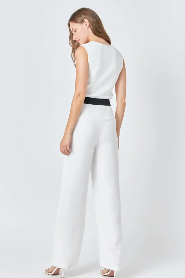 ENDLESS ROSE Pants | Tops*- Contrast band Relaxed Pants OFFWHITE