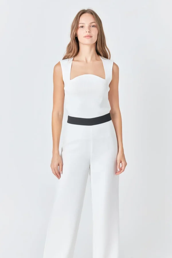 ENDLESS ROSE Pants | Tops*- Contrast band Relaxed Pants OFFWHITE