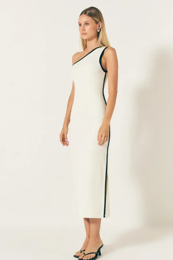 ENDLESS ROSE One Shoulder | Sweaters & Knits*- Contrast Binding Maxi Dress WHITE/BLACK