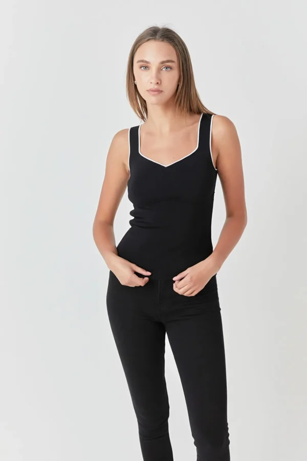 ENDLESS ROSE Sweaters & Knits | Tops*- Contrast Binding Sweetheart Knit Top