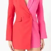 ENDLESS ROSE Blazers | Tops*- Contrast Blazer Romper RED/FUCHSIA