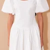 ENDLESS ROSE White Dresses | Tops*- Contrast Bow Low Back Mini Dress WHITE/BLACK