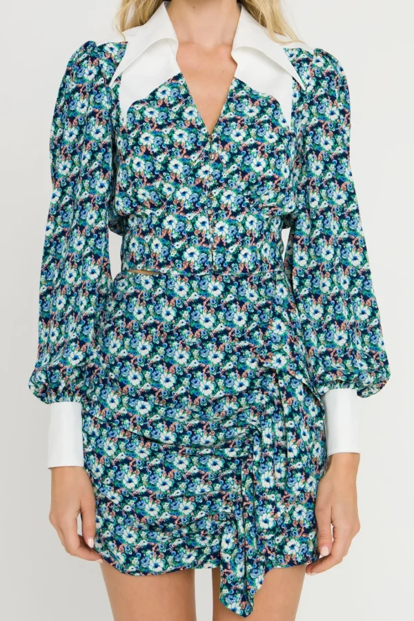 ENDLESS ROSE Shirts & Blouses*- Contrast Collar Woven Blouse NAVYMULTI