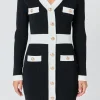 ENDLESS ROSE Sweaters & Knits | Tops*- Contrast detail V-neck Knit Mini Dress BLACK/WHITE