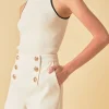 ENDLESS ROSE Tops*- Contrast Halter Neck Top WHITE/BLACK