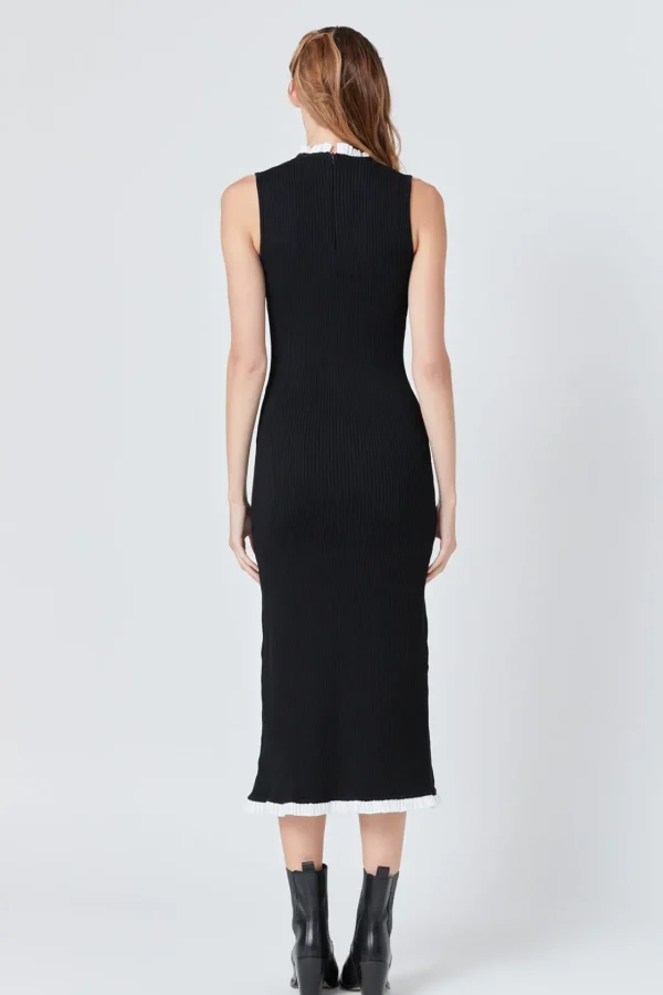 ENDLESS ROSE Sweaters & Knits | Tops*- Contrast Ruffle Knit Maxi Dress BLACK