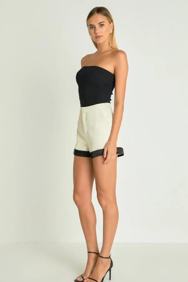 ENDLESS ROSE Matching Sets | Shorts & Skorts*- Contrast Satin Shorts IVORY