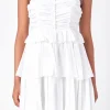 ENDLESS ROSE White Dresses | Tops*- Corset Ruched Tiered Mini WHITE