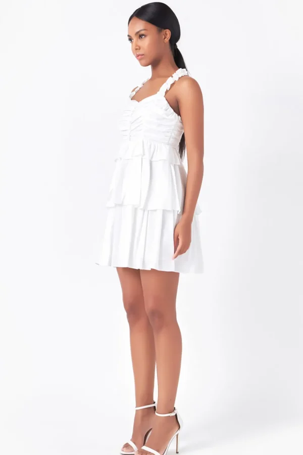 ENDLESS ROSE White Dresses | Tops*- Corset Ruched Tiered Mini WHITE