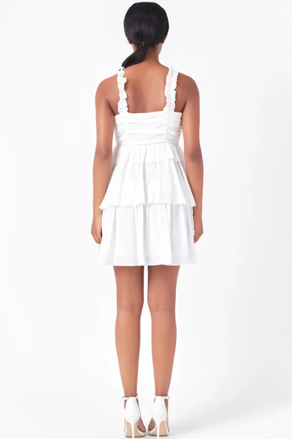 ENDLESS ROSE White Dresses | Tops*- Corset Ruched Tiered Mini WHITE