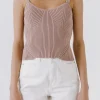 ENDLESS ROSE Tops*- Corset Style Knitted Top BLUSH