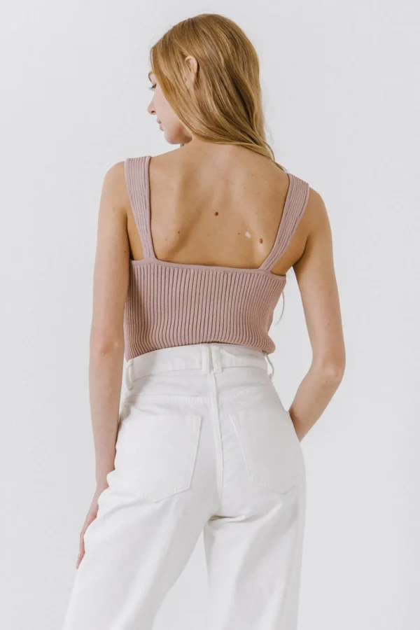 ENDLESS ROSE Tops*- Corset Style Knitted Top BLUSH