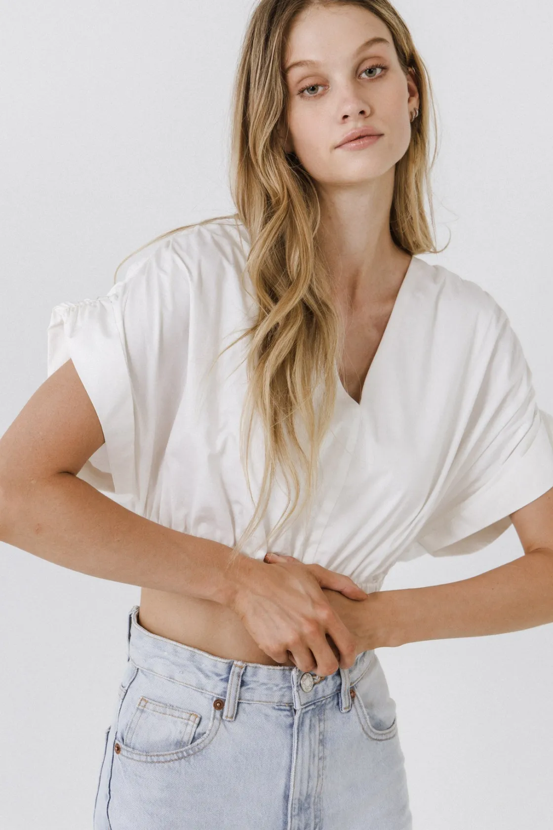 endless_rose__cotton_drop_0.webp ENDLESS ROSE Tops*- Cotton Drop Shoulder Crop Top WHITE