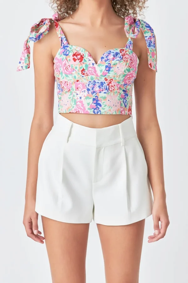 ENDLESS ROSE Tops*- Cotton Floral Print Top CORALMULTI