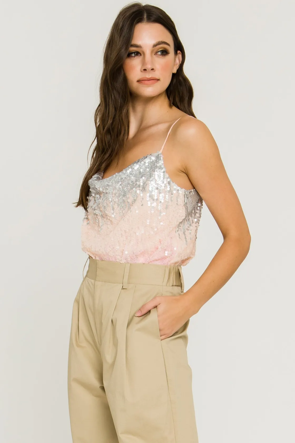 endless_rose__cowl_neck_e_1.webp ENDLESS ROSE Tops*- Cowl Neck Embroidered Sequin Blouse MULTI